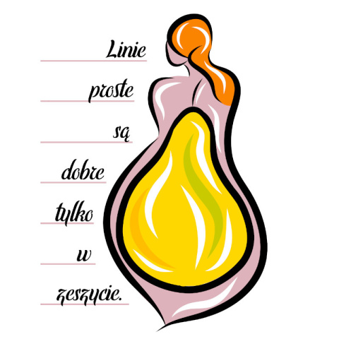 grafika kobieta gruszka linie proste dobre w zeszycie